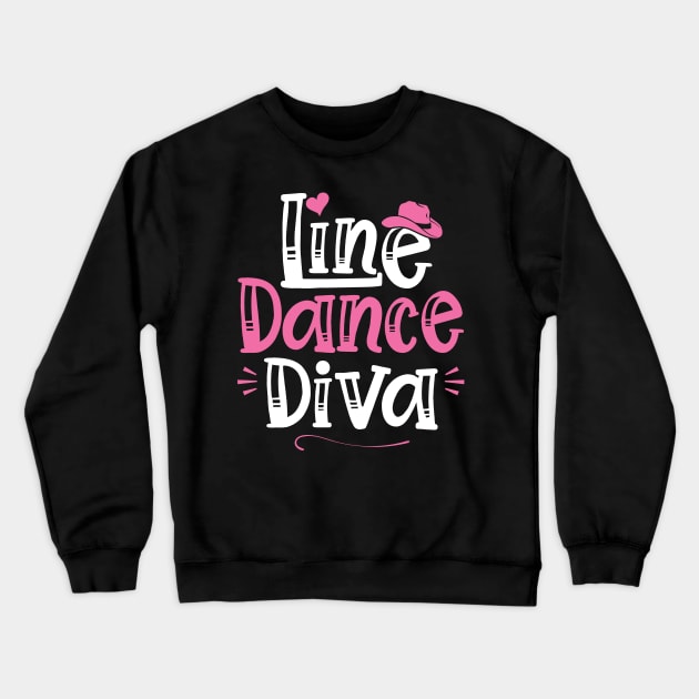 Line Dance Diva - Western Country Dancing print Crewneck Sweatshirt by theodoros20